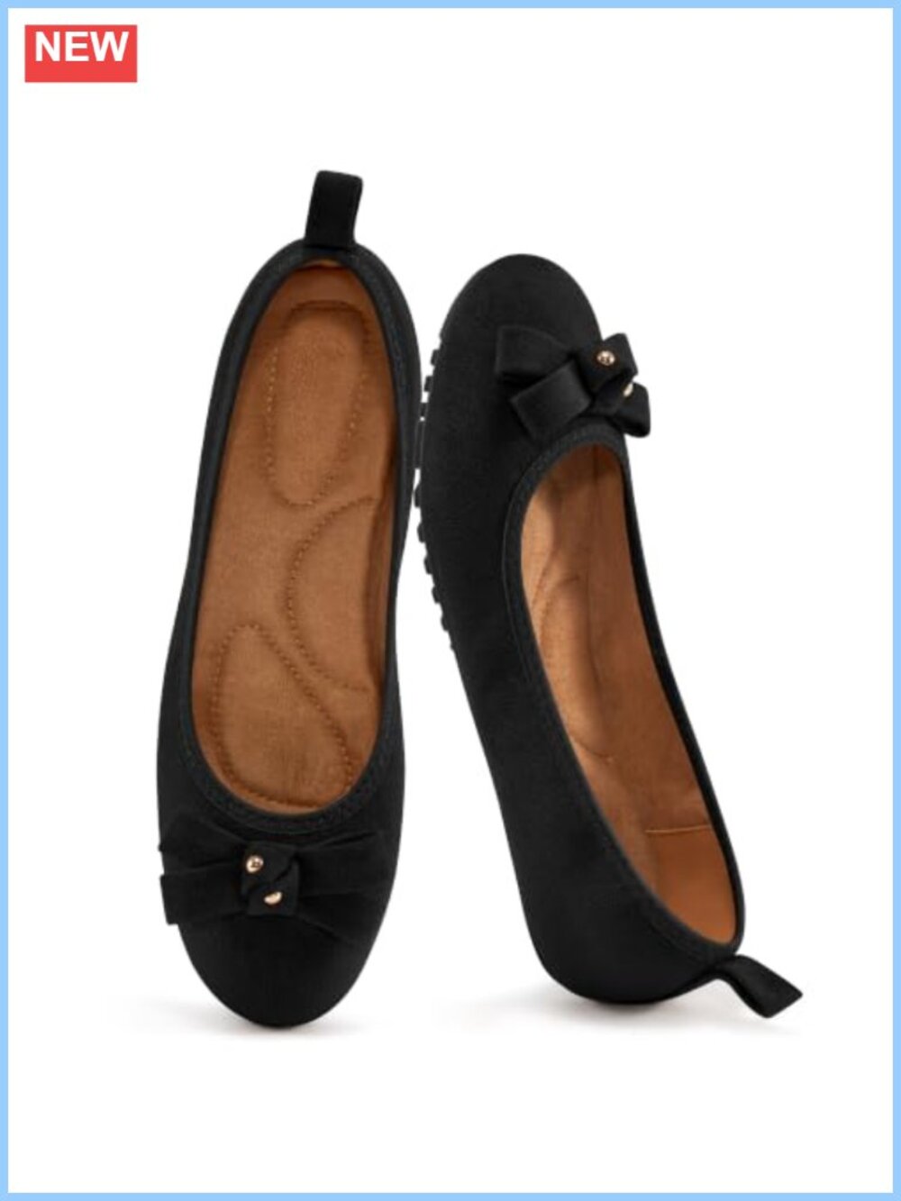 Women's Ballet Flats Comfortable Round Toe Foldable Slip-On Shoes Faux Suede
